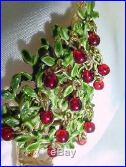 Original by Robert Christmas Tree Pin Brooch Movable Red Ornaments Perfect #1918