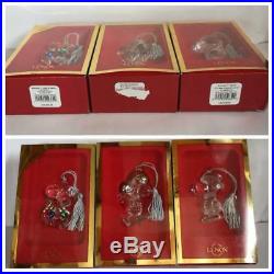 PEANUTS Snoopy Christmas Ornaments Crystal Set of 5 LENOX WATERFORD