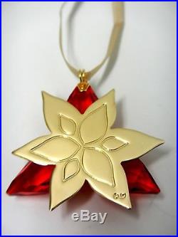 POINSETTIA GOLD TONE RED CRYSTAL CHRISTMAS ORNAMENT 2014 SWAROVSKI XMAS #5064281