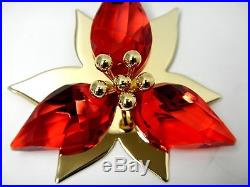 POINSETTIA GOLD TONE RED CRYSTAL CHRISTMAS ORNAMENT 2014 SWAROVSKI XMAS #5064281