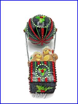Patricia Breen Bearing Gifts Black Red Green Teddy Bear Christmas Tree Ornament