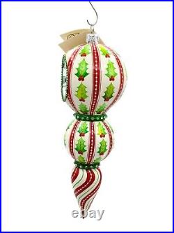 Patricia Breen Bedazzling Reflector Holly Red White Christmas Holiday Ornament
