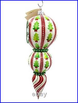 Patricia Breen Bedazzling Reflector Holly Red White Christmas Holiday Ornament