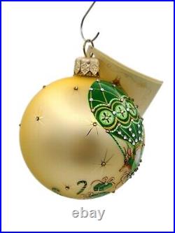 Patricia Breen Beguiling Orb Montgolfier Green Gold Christmas Holiday Ornament