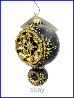 Patricia Breen Briolette Black Gold Reflector Christmas Ornament Neiman Marcus