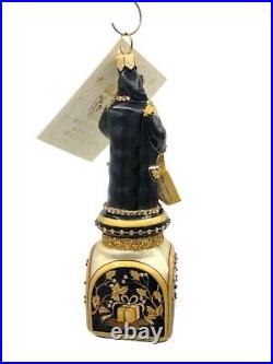 Patricia Breen Checking it Twice Night Black Gold Christmas Holiday Ornament