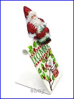 Patricia Breen Christmas is Here Holly Sprig Santa Christmas Holiday Ornament NM