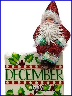 Patricia Breen Christmas is Here Holly Sprig Santa Christmas Holiday Ornament NM