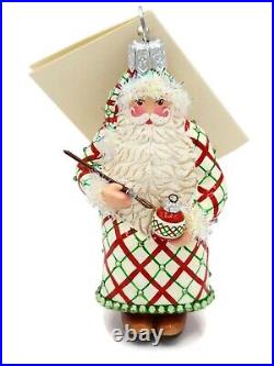 Patricia Breen Finishing Touch Santa Red Green Plaid Christmas Holiday Ornament
