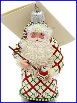 Patricia Breen Finishing Touch Santa Red Green Plaid Christmas Holiday Ornament