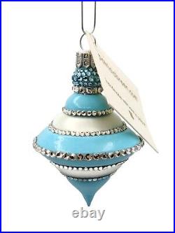 Patricia Breen Jetson Turquoise Silver Banded Crystals Christmas Tree Ornament