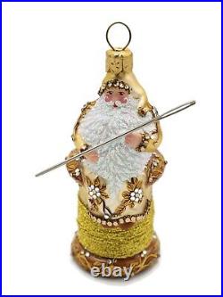 Patricia Breen Madeira Claus Gold Santa Sewing Thread Christmas Tree Ornament