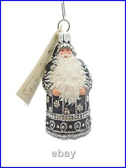 Patricia Breen Miniature Sublime Santa Claus Black Jeweled Christmas Ornament