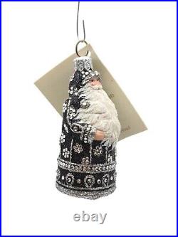 Patricia Breen Miniature Sublime Santa Claus Black Jeweled Christmas Ornament