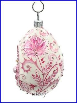 Patricia Breen Oeuf Sucre Chinoiserie Pink Easter Egg Bunny Holiday Ornament