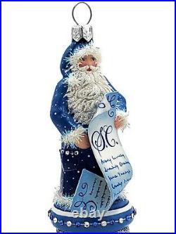 Patricia Breen Ornament Checking it Twice Midnight Blue Santa Claus Christmas