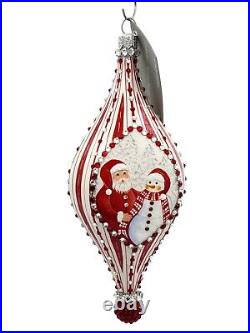 Patricia Breen Pendentif Red White Santa Snowman Christmas Holiday Drop Ornament