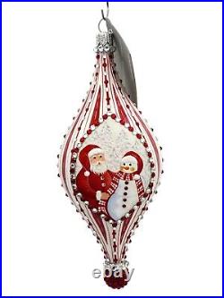 Patricia Breen Pendentif Red White Santa Snowman Christmas Holiday Drop Ornament