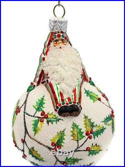 Patricia Breen Steadfast Santa Claus Holly Christmas Tree Holiday Ornament NM