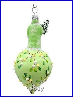 Patricia Breen Vintage Santa Claus Mistletoe Orb Reflector Christmas Ornament