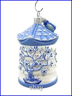 Patricia Breen Zenskep Chinoiserie Blue Bee Floral Asian Holiday Tree Ornament