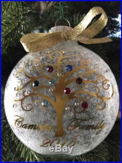 Personalized Family Christmas Ornament With Genuine Swarovski Crystals