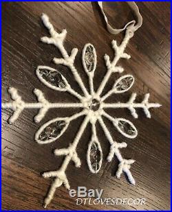 Pottery Barn Wool & Crystal Snowflake OrnamentNIBChristmas