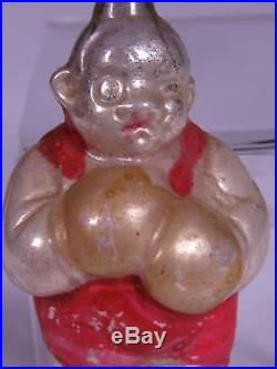 RARE ANTIQUE GLASS EARLY UNUSUAL GERMAN BOXER FIGHTING CHRISTMAS TREE ORNAMENT