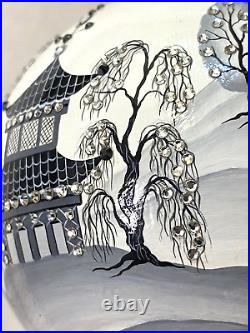 RARE Patricia Breen Japanese Garden Pagoda Swarovski Black Crystals Tree Topper