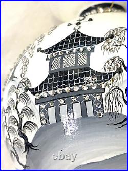 RARE Patricia Breen Japanese Garden Pagoda Swarovski Black Crystals Tree Topper