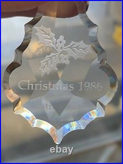 RARE Swarovski Crystal Christmas 1986 Ornament TEARDROP HOLLY Etching Limited Ed