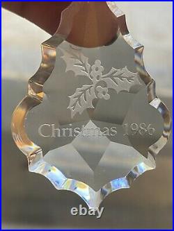 RARE Swarovski Crystal Christmas 1986 Ornament TEARDROP HOLLY Etching Limited Ed