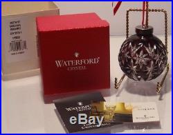 RARE WATERFORD CRYSTAL AMETHYST BALL CHRISTMAS ORNAMENT MINT IN BOX withsleeve