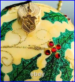 REED & BARTON 4 Ornament CHRISTMAS REFLECTIONS HOLLY BALL Swarovski Crystals
