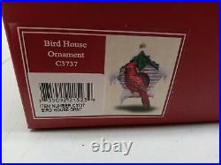REED & BARTON Bird House Glass Ornament C3737 with Swarovski Crystals NIB