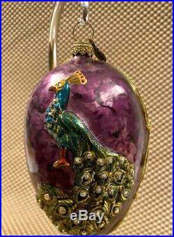Rare Jay Strongwater Peacock Egg Swarovski Crystals Christmas Ornament 2003