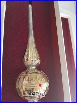 Rare NOS Waterford Crystal Blown 18 Jim O'Leary Gold Optic Christmas Tree Top