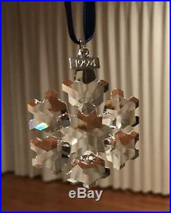 Rare Retired 1994 Swarovski Crystal Snowflake Christmas Ornament Mint in Box