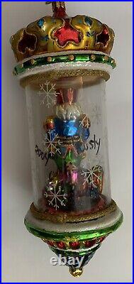 Rare Signed by Christopher Radko encased NUTCRACKER 8 Glass Christmas Ornament