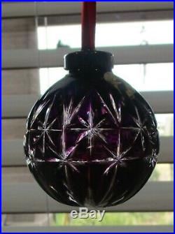 Rare Waterford Crystal Amethyst Ball Christmas Tree Ornamnet