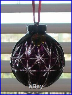 Rare Waterford Crystal Amethyst Ball Christmas Tree Ornamnet