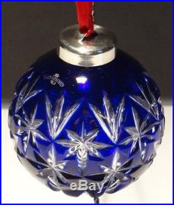 Rare Waterford Crystal Cobalt Blue Ball Christmas Tree Ornament