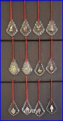 Reed & Barton Sterling and Crystal Twelve 12 Days of Christmas Ornament Set
