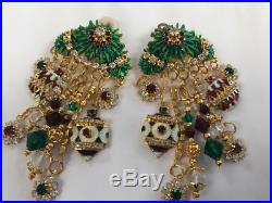 SIGNED Lunch At The Ritz Earrings Classical Christmas CRYSTALS Ornaments $240