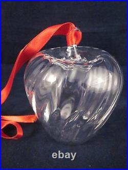STEUBEN GLASS Christmas Holiday Set of 4 Ornaments Acorn Pinecone Pear Apple BOX