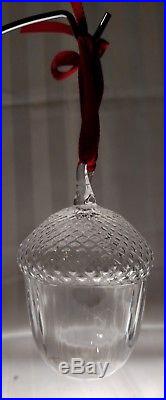 STEUBEN Glass ACORN Rare Crystal Christmas Ornament present with box & bag