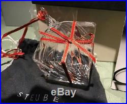 STEUBEN Glass GIFT BOX Rare Crystal Christmas Ornament includes box & bag new