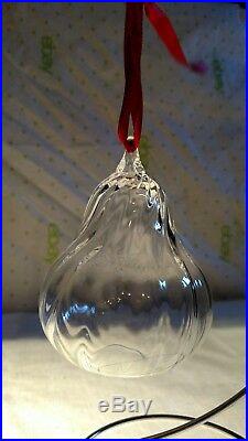 STEUBEN Glass PEAR Rare Crystal Fruit Christmas Ornament with Box and Dust Bag