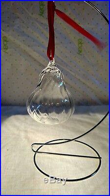 STEUBEN Glass PEAR Rare Crystal Fruit Christmas Ornament with Box and Dust Bag