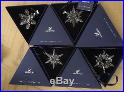 SWAROVSKI CRYSTAL SNOWFLAKE ORNAMENTS 2005, 2006, 2007, 2008 original boxes XMAS